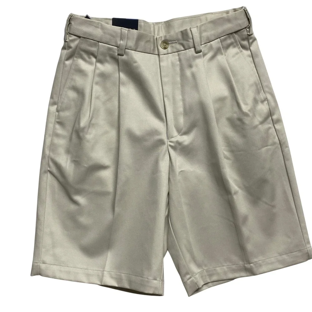 Roundtree & Yorke Travel Smart‎ Mens Pleated Shorts Expander Waistband 30 NWT